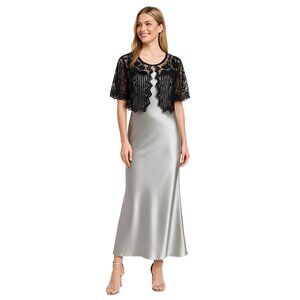 Black Sequin OS Beaded Sheer Capelet Shawl NWT